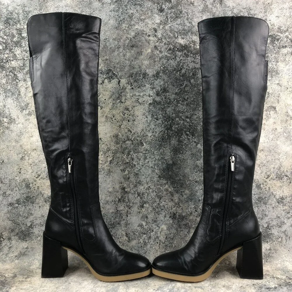 Vince Camuto BRAZIL Women's Size 7M Eyana Black Leather High Heel OTK Tall Boots